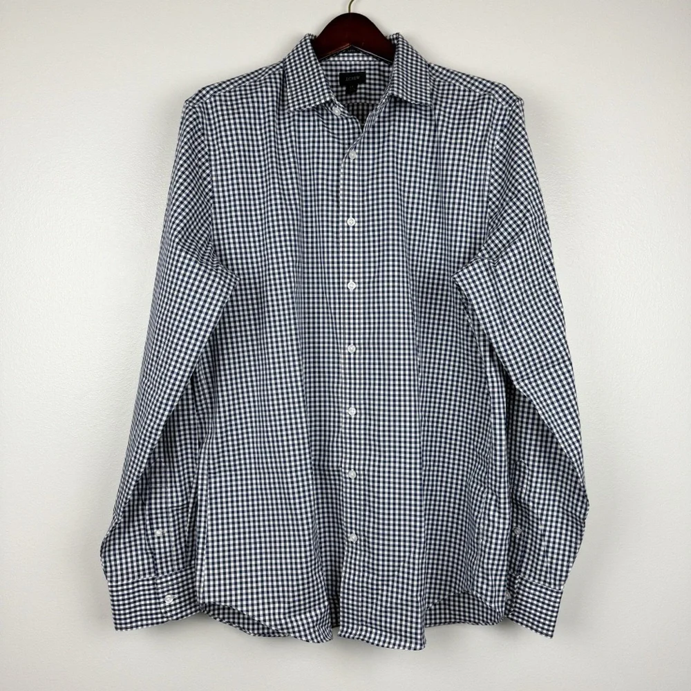 J. Crew Mens Tall Bowery Wrinkle Free Stretch Cotton Shirt Spread Collar LT NWOT